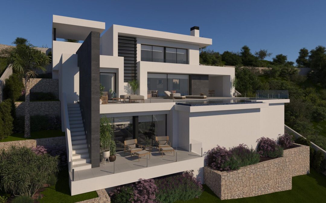 Cumbre del Sol villa de obra nueva con vistas panorámicas al mar